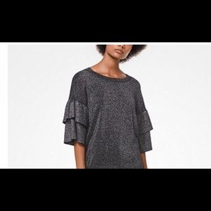 🌟MICHAEL KORS metallic top-tiered ruffle sleeves